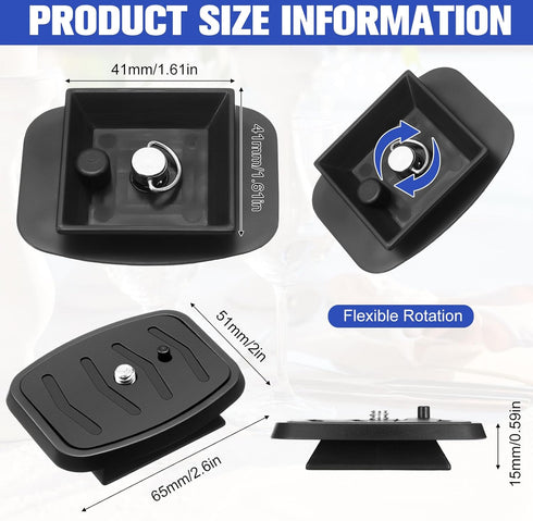 TOODOO 2 Pack 41mm and 43mm Tripod Quick Release Plate Camera Mounting Adapter, 2 Sizes QR Release Camera Tripod Ball Head Parts Replacement Compa...
