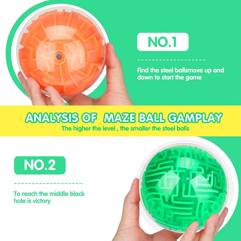 2 Pieces Maze Ball 3D Maze Puzzle Brain Teasers Games Gravity 3D Maze Ball 4 Inches Puzzle Toy Maze Puzzle Cube Ball Sphere Educational Toys for S...