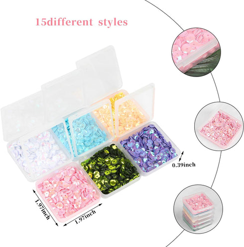 CCINEE 7mm Loose Sequins for Craft, 7500PCS Rainbow Cup Sequin Bulk Iridescent Spangles Assorted Round Embroidery Sequins for Easter Egg DIY Arts ...
