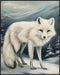 Posterizer 1 pcs-white arctic fox in snowy winter scene-oil painting style 6-Art for Animal Lovers-Landscape & Nature Art-Decor for Home & Office-...