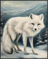 Posterizer 1 pcs-white arctic fox in snowy winter scene-oil painting style 6-Art for Animal Lovers-Landscape & Nature Art-Decor for Home & Office-...
