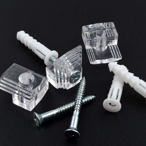 Mirror Hanging Kit, 20 Pieces Clear Plastic Mirror Holder Clips with Mounting Screws and Rawl Plugs...