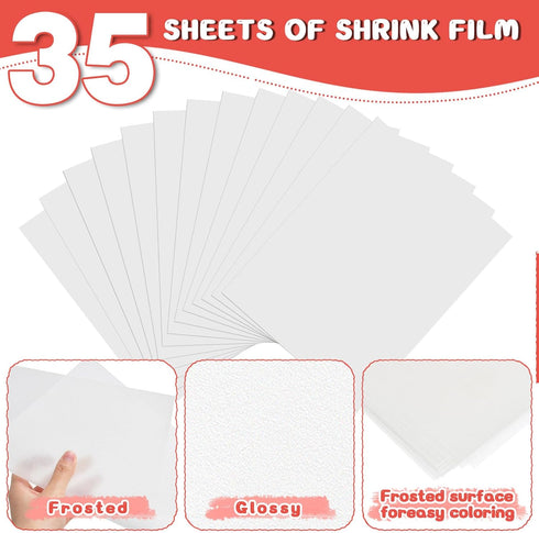 35PCS Shrinky Dink Sheets,Shrink Plastic Sheets for Crafts,Shrinky Art Paper,Shrinky Dink Paper for Crafts Kids DIY Jewelry Making,20x14.5cm...