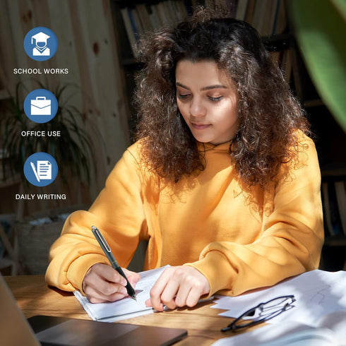 ParKoo Gel Pens Quick Dry Ink Fine Point 0.5mm, Retractable Rolling Ball Black Ink Pen, Click Silent Pens Set for Journaling Notetaking Drawing Sk...