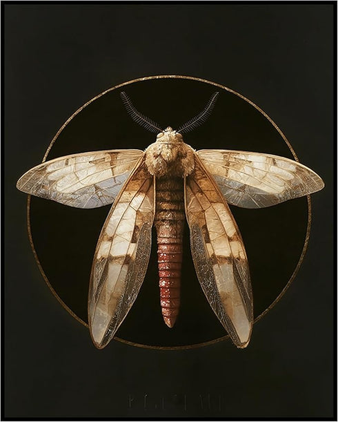 Posterizer 1 pcs-detailed delicate beautiful moth art 2-Art for Animal Lovers-Retro Art-Gift for Men Women Entrepreneur Teens School and classroo...