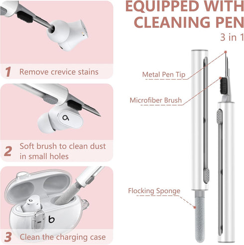 Beats Studio Buds/Studio Buds Plus Case Cover Clear 2021/2023 with Cleaner Kit, Secure Lock Protective Case Cover for New Beats Studio Buds+ Earbu...