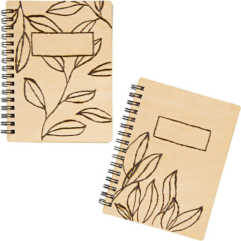 Juvale 4 Pack Wooden Cover Notebook, Spiral Bound Unruled Plain DIY Craft Journal for Students, Sketches, Writing, Arts and Crafts, Note Taking, 2...