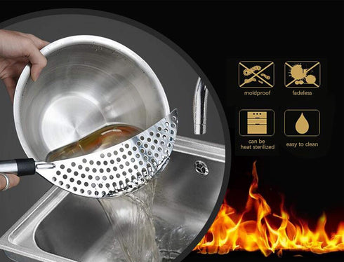 AUEAR, Grease Handheld Stainless Steel Pasta Strainer Insert Drainer for Different Pot Pan Kitchen Tools (1 Pack, with Handle)...