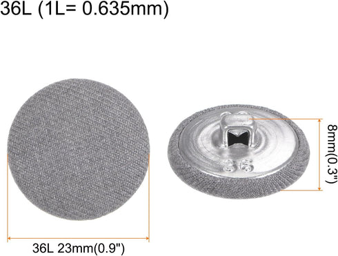 20pcs 36L Fabric Cloth Covered Button 23mm Round Metal Shank Sewing Buttons for Suits Dress Blouses, Grey...