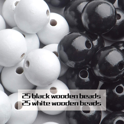 Aylifu Round Wood Beads, 50pcs 25mm Natural Round Wooden Beads Small Hole Wood Loose Beads Smooth Painted Spacer Loose Beading Supplies for Neckla...