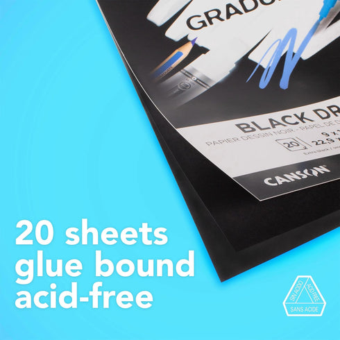 Canson Graduate Black Drawing Pad, Foldover, 11x14 inch, 20 Sheets | Artist Paper for Adults and Students - Drawing, Sketching and Art Journaling...