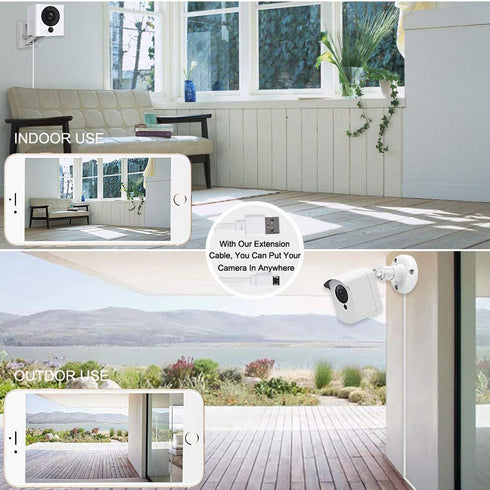 Smays 25 ft Extension Cable for WYZE Cam v4, WYZE Cam v3 and v3 Pro Security Camera, Long Micro USB Cord...