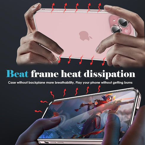 YMHML 3 in 1 Case for iPhone 15 Titanium Frame with Screen Protector and Camera Lens Protector Tempered Glass, Metal Bumper Slim Hard Straight Edg...