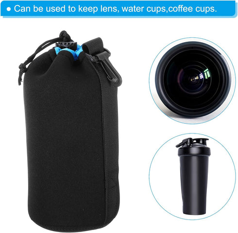 PATIKIL Camera Lens Bag, 2 Pcs 3.9" IDx9.8 H Drawstring Lens Pouch with Thick Protective Neoprene, Lens Case for DSLR Camera Lens, Water Coffee Cu...