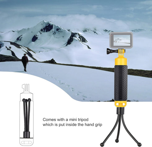 Floating Hand Grip Underwater Handle Mount with Detachable Tripod Stand for All GoPro Hero 12 11 10 9 7 8 6 5 4 Max Mini Session DJI Action Camera...