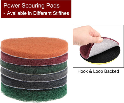 HARFINGTON 15pcs Drill Power Brush 5 inch Tile Scrubber Scouring Pads 150-240 Grit for Bathroom Kitchen Household Cleaning...