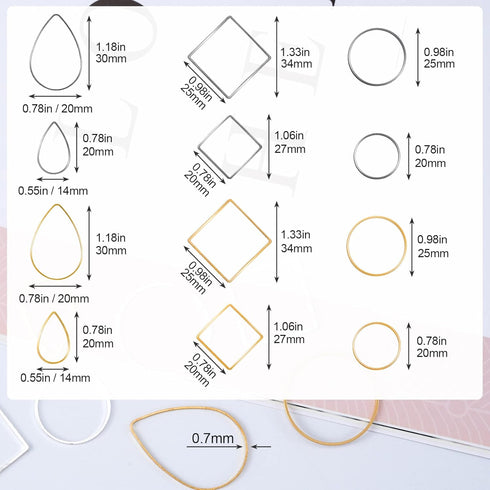 PAGOW 96Pcs Earring Hoop Jewelry Making, Hypoallergenic Teardrop Square Round Silver Gold Earrings Beading Hoop Bulk for DIY Crafts Accessories Su...