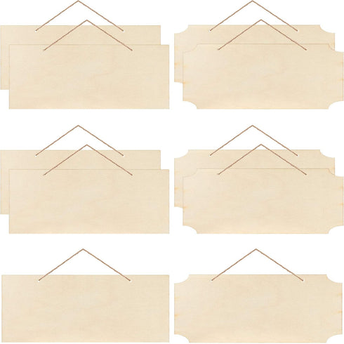 10 Pcs Unfinished Hanging Wood Sign 9. 8 x 3. 9 Inch Blank Wooden Signs Rectangle Plaque Wooden Slices Banners with Ropes for Painting Writing DIY...