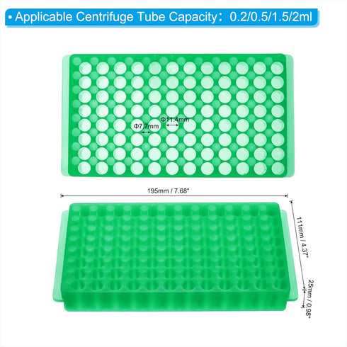 PATIKIL 96 Wells Tube Rack, 1pcs Vial Rack Double Panel Centrifuge Tube Holder for Microcentrifuge Tubes 0.2/0.5/1.5/2ml, Green...