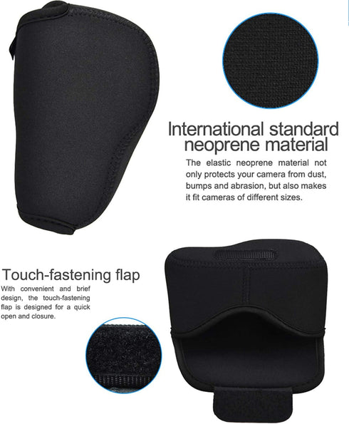 JJC Black Ultra Light Neoprene Camera Case for Fujifilm Fuji X-T100 X-T30 X-T20 X-T10 +50-200mm/50-230mm Lens, Pouch Bag for Olympus E-PL8 E-M5II ...