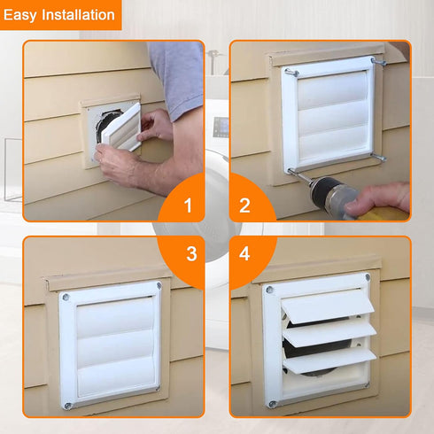 Beaquicy 6'' Louvered Dryer Vent Cover for Exterior Wall Vent Hood Outlet(Total Unit Size 8 x 8 Inches)
