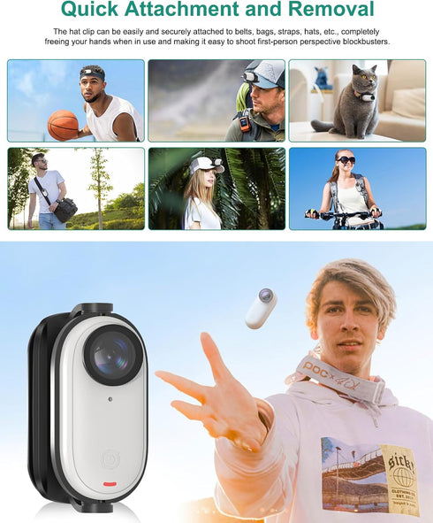 PULUZ Camera Cap Clip Magnetic Mounting Bracket for Insta360 GO3,Clamp Quick Release Mount Hat Clip Attachable to Hat or Backpack Strap and Adjust...
