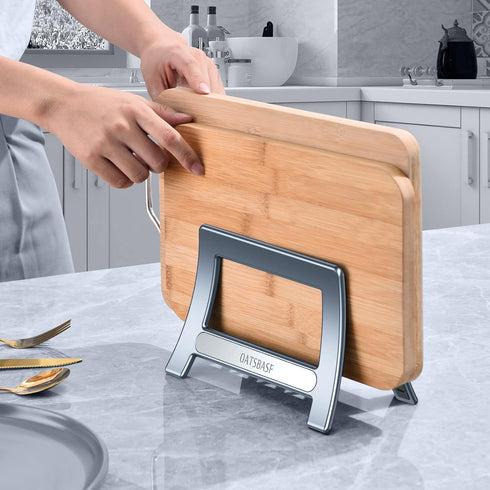 Cutting Board Holder, Cutting Board Rack Chopping Board Holder, Auto Width Adjustable Cutting Board Holder Stand for Countertop Counter Kitchen Ca...