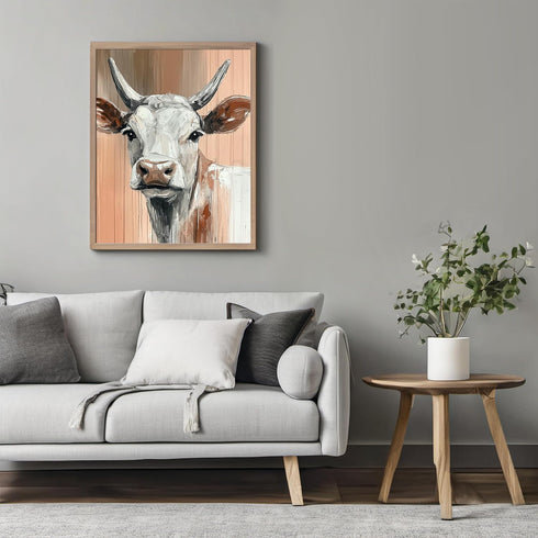 Posterizer 1 pcs-rusting painting style of a cute brown cow 1-Art for Animal Lovers Gift for Art Lovers Decorations for Bedroom, Office, Living Ro...