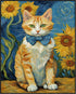 Posterizer 1 pcs- dapper orange cat with bowtie and sunflowers-Art for Animal Lovers-Gift for Art Lovers-Living Room Bedroom Decor- unframed wall ...
