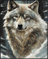 Posterizer 1 pcs-gray wolf in snowy wintery nature-oil painting style -7-Art for Animal Lovers-Landscape & Nature Art-Decor for Home & Office- unf...