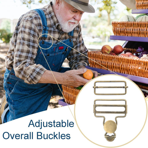 CooBigo 6Sets 1-1/4 Inch Metal Jeans Buckles, Overalls Buckles with Adjustable Tri Glide Buckle and Buttons for Bib Pants Suspender Sewing Accesso...