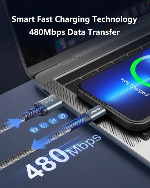 ohbox Heavy Duty 6FT 3Pack iPhone Charger Cable, Lightning Cable 6Foot Nylon Braided Fast iPhone Charging Cord Compatible with iPhone14/13/12/11 P...