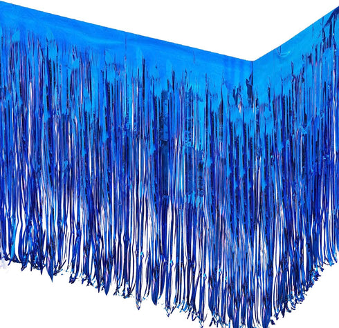 allgala Blue Tinsel Table Skirt 2-Pack 29x108 Inch Metallic Foil Fringe Table Skirts for Party Event, Parade Float, Party Decoraton...