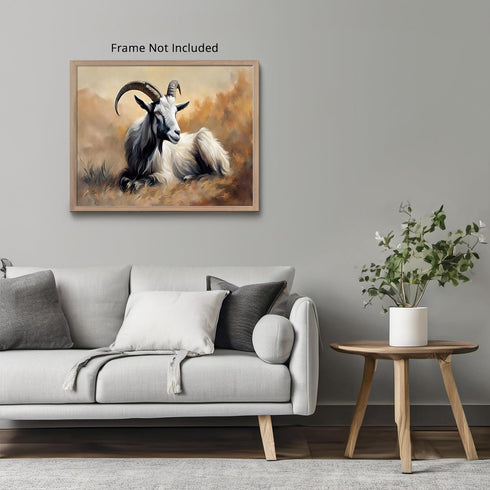 Posterizer 1 pcs- Beautiful white goat lying on the ground-Art for Animal Lovers- Gift for Men Women Entrepreneur Teens-Living Room Bedroom Decor-...
