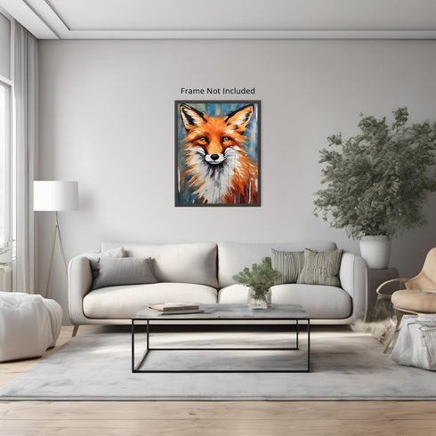 Posterizer 1 pcs- red fox with blue background-Art for Animal Lovers-Gift for Art Lovers-Living Room Bedroom Decor- unframed wall art...