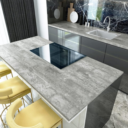 WESTICK Grey Wood Contact Paper Peel and Stick Countertops for Kitchen Gray Wood Grain Wallpaper Modern Wood Look Wall Paper Waterproof Contact Pa...