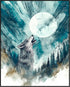 Posterizer 1 pcs-beautiful howling lone wolf under the full moon 1-Art for Animal Lovers Gift for Art Lovers Decorations for Bedroom, Office, Livi...