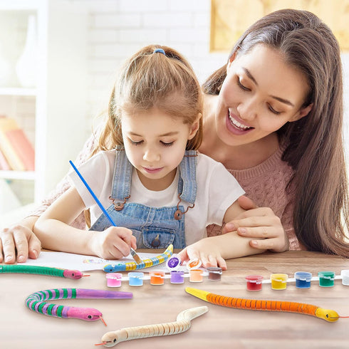 Gejoy 15 Pieces 12 Inch Wooden Snakes Unfinished Wiggly Jointed Flexible Wood Snakes to Paint Blank Canvas Animal Model for Arts and Crafts Hallow...