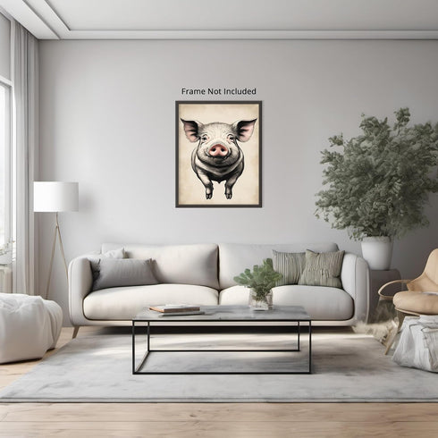 Posterizer 1 pcs- Cute white pig with a white background-Art for Animal Lovers-Abstract & Modern Art- Gift for Men Women Teens-decor for Bedroom, ...
