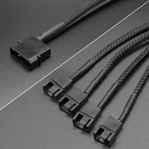 Molex to 4 Pin Fan Adapter for 3 Pin 4 Pin PC Case 12V Cooling Fans Molex to Fan Splitter Power Cable, 13 inch (1 Pack(1 to 4))...