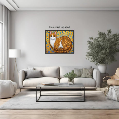 Posterizer 1 pcs- cute orange cat with mosaic style print-Art for Animal Lovers- Living Room Bedroom Decor- unframed wall art...