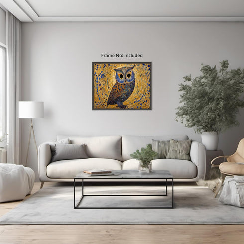 Posterizer 1 pcs- cute brown and blue owl-Art for Animal Lovers- Living Room Bedroom Decor- unframed wall art...