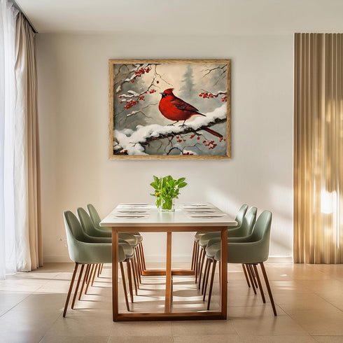 Posterizer 1 pcs-cute little bird in snowy winter scene -7-Art for Animal Lovers-Landscape & Nature Art-Decor for Home & Office- unframed wall art...