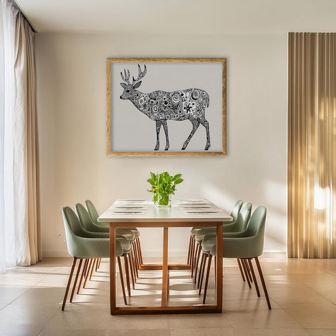 Posterizer 1 pcs- black and white deer print with abstract art-Art for Animal Lovers-Abstract & Modern Art- Living Room Bedroom Decor- unframed wa...