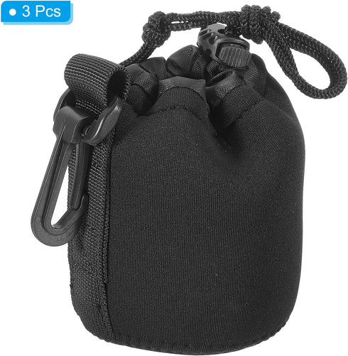 PATIKIL Camera Lens Bag, 3 Pcs 3.1" ID x 3.9" H Drawstring Lens Pouch with Thick Protective Neoprene, Lens Case for DSLR Camera Lens, Water Coffee...