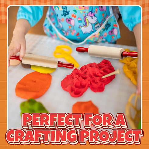 Mini Rolling Pin 7.5 Inch (6 Pack) Kids Rolling Pin Set for Play Dough Accessories Small Pin for Dough - Wooden Rolling Pins For Baking With Handl...