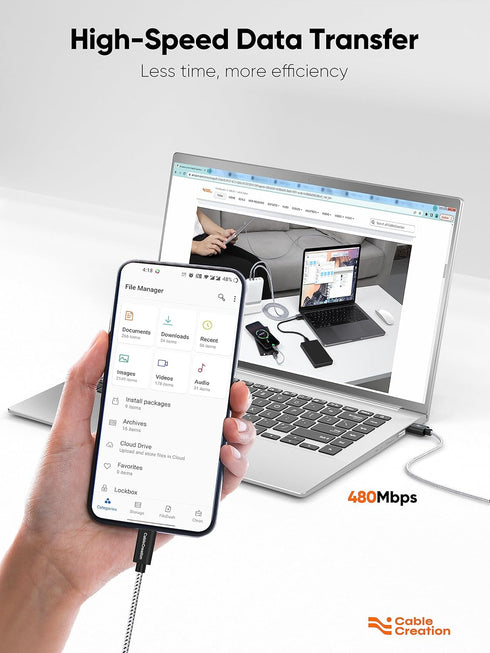 CableCreation 2FT USB to USB C Cable, USB A to USB C Cable 3A Fast Charging Cable, Braided USB C Male to USB Male Cable for Power Bank, Galaxy S23...