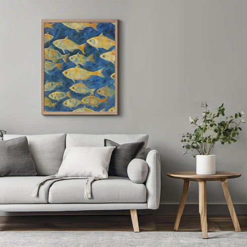 Posterizer 1 pcs- Yellow fish in the sea oil painting style-Art for Animal Lovers- Gift for Men Women Entrepreneur Teens-Decor for Home & Office- ...