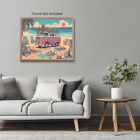 Posterizer 1 pcs- boho funky retro beach poster 1-Fantasy & Fiction Art-Retro Art- Living Room Bedroom Decor- unframed wall art...