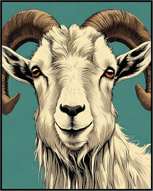 Posterizer 1 pcs-abstract retro goat poster with blue background 2-Art for Animal Lovers-GIft for Men Women Teens-Decor for Home & Office- unframe...
